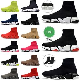 Paris Designer Casual Shoes For Me Women Triple S black white Red Breathable Graffiti Sneakers Race Sock Shoes 1.0 2.0 mens womens Speed trainers Sports Outdoor Eur 36-45