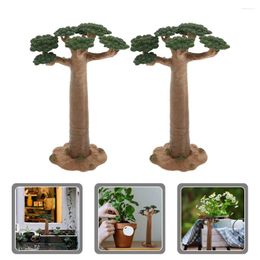 Decorative Flowers 2pcs Exquisite Tree Model Mini Craftwork Decor Realistic Plant