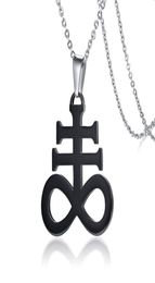 Wiccan Jewelry Alchemical Symbol for Sulfur Church of Satan Satans Pendant Stainless Steel Necklace Black Plated Inversible4848746