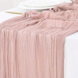 Table Cloth Cheesecloth Tablecloth 10ft Gauze Boho Style Rustic Grey Pink For Baby Shower Decoration Wedding Summer