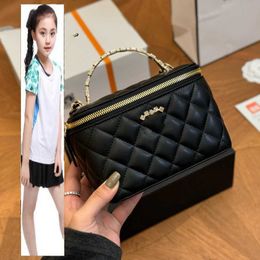 Kids Bags Luxury Brand CC Bag Women Top Rhinestone Letter Handle Totes Vanity Box Bags With Mirror Card Holder Large Capacity Quilted Diamond Lattice Lambskin Makeup