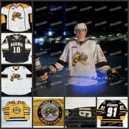 CeoMitNess Custom CHL Vintage Sarnia Sting 91 Steven Stamkos Hockey Jersey 17 Martin Customise Any Number And Name Embroidery Stitched CHL Jerseys