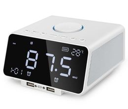 Led Alarm Clock Fm RadioWith Wireless Bluetooth Speaker PlayerUsb Fast Charge Port Tf Card PlayIndoor Temperature4836781