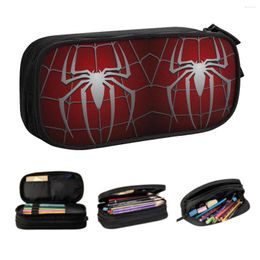 Kawaii Red Spider Web Pencil Case For Girl Boy Large Capacity Bag School Accessories