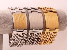 Stainless Steel High Polish Mens Lord's Prayer Bracelet Vintage Bible Bracelets Double Layer Chain Bangles Cool Jewellery Punk Pulseras8828005