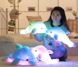Whole 45cm Luminous Flashing Colorful Dolphin Pillow With LED Light Soft Toy Cushion Plush Stuffed Doll For Party Birthday Gi8596645