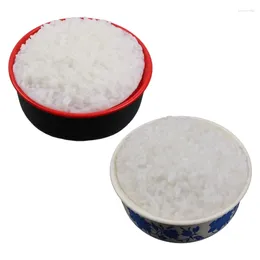 Decorative Flowers Realistic Plastic Bowl Of Simulated Cooked Rice Food Fake Ornament Artificial Decoration