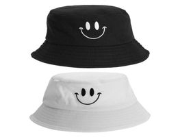 Smile Face Embroidery Sunscreen Bucket Hat Men Women Caps Panama Fisherman Solid Colour High Quality Cotton Summer Autumn Simpl9948311