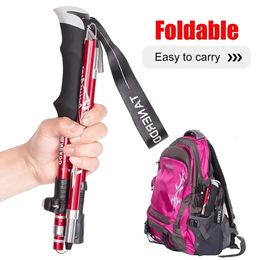 Ultralight Folding Multifunction Trekking Pole Portable Anti Shock Alpenstock Snow Walking Stick Outdoor Climbing Hiking Stick 240422