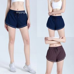 Fake two pieces of sports shorts Large size womens high waisted anti glare training fitness running yoga suit thin style jump exercise pants