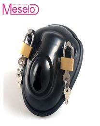 Male Cock Penis Cages Ring Adult Game 2 Locks Device Penis Cages bdsm toys Men Cock Lock Belt Sex Toy MX1912281927643