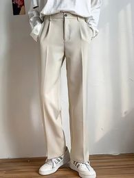 mens drape long pants Korean version trend slim fit small foot casual pants mens spring and autumn straight leg suit pants 240423