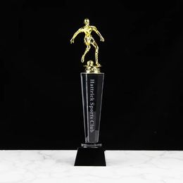 Crystal Sports Trophy Metal Statue Football Basketball Badminton Tennis Competition Winner 240424