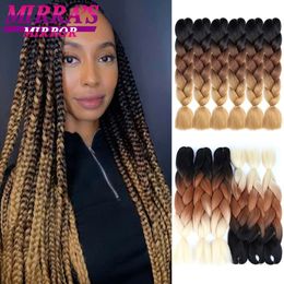 Jumbo Braiding Hair 6 Bundles Long Hair 24 Inch Ombre Synthetic Braids Hair Twist Braiding Hair for Women Wholesale 240426