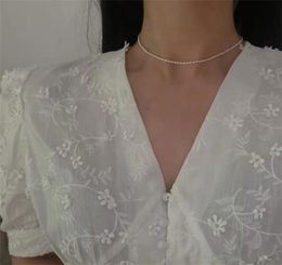 BaroqueOnly AAAAA Natural millet pearl necklace small collarbone chain choker chain 14K gold wrapped makings joker strap NVD 2204753609