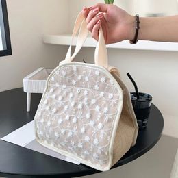 Shoulder Bags Women's Cotton Linen Shopping Bag Novelty Camping Fashion Crossbody Large Capacity Floral Ladies Crescent