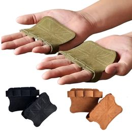 Leather Weight Lifting Training Gloves Palm Protection Women Men Fitness Sports Gymnastics Grips Pull Ups Weightlifting Workout y240423