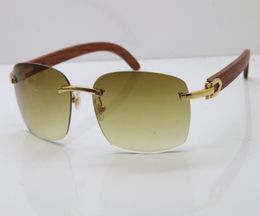 Whole Rimless Wood Sunglasses New 8200497 glasses with box Unisex Brown Lens Decor frame UV400 Driving Glasses1423433