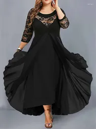 Plus Size Dresses 2024 Fashion Summer Dress Female Lace Patchwork See Through Sexy Elegant And Pretty Women's Women Clothing