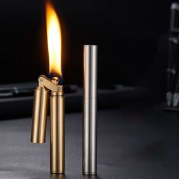 Pure Copper Nunchaku Lighter Cigarette Grinding Wheel Old Vintage Mini Slender Bar Lighter