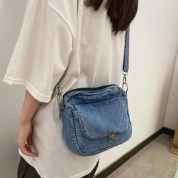 Evening Bags Y2K 90s Fashion Grunge Denim Small Size Side Sling Bag Vintage Ita Street Textile Fabric Cloth Phone Pocket Pouch Crossbody