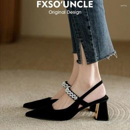 Sandals 2024 Summer Womens Pointed Toe High Heels Sexy Woman Shoes Fashion Pearl Decoration Party Wedding Slingback Pumps