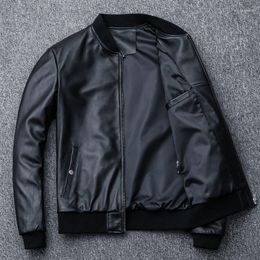 Men's Jackets Real Leather Clothes First Layer Sheepskin Baseball Uniform Jacket Large Size Coat