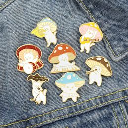 Mushroom Enamel Badges Brooch Women039s Anime Pins Cute Decorative On Backpack Cat Concert Lapel Pins Brooches9585711