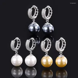 Dangle Earrings S925 Sterling Silver Fritillary Pearl Retro Tassel Drop Birthday Gift For Women Jewelry Wedding Anniversary 12mm