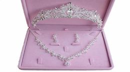 Earrings Necklace Bridal Jewelry Set Rhinestone Tiaras Earring For Bride Wedding Hair Accessories Party Crown Headbands Women4898830
