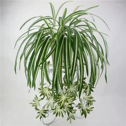 Decorative Flowers Artificial Chlorophytum Silk Flower Orchids Green Plants Wall Mount Simulation Rattan Living Room Decor
