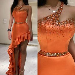 Party Dresses Prom Fashion Strapless Sheath High Low Dress Floor Length Sleeveless Sequin Satin Ruched Formal Evening Gowns