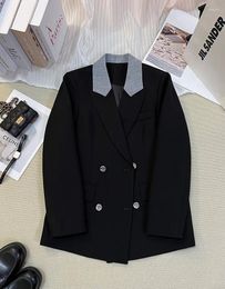 Men's Suits Spring And Autumn Women's Casual Solid Colour Double Breasted Patchwork Design Jacket