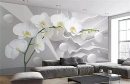 Custom 3d Mural Wallpaper Dabstract Space Phalaenopsis Ball Living Room TV Background Bound Wall Home Improvement Silk Wallpapers7598241