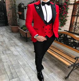 3 Pieces Men Suits Peaked Lapel Slim Fit Blazer Custom Made Latest Coat Pant Designs Fashion Wedding Grooms Man Suit JacketVest6637434