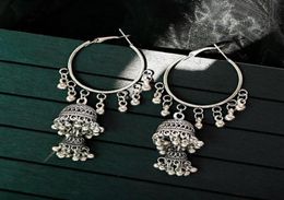 Dangle Chandelier Ethnic Vintage Women39s Geometric Turkish Jhumka Earrings Jewellery Silver Colour Bell Tassel Dangling Earring5940226
