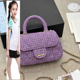 Kids Bags Luxury Brand CC Bag Womens Designer Top Co Handle Totes Tweed Bags Classic Mini Flap Gold Metal Hardware Matelasse Chain Crossbody Shoulder Handbags Purple