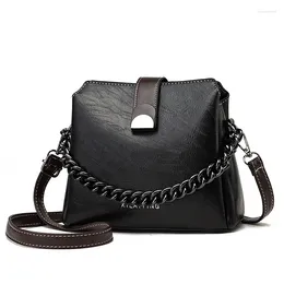 Shoulder Bags 2024 Fashion Women European And American Retro Simple PU Leather Waist Bag Beaded Chain Pocket Messenger