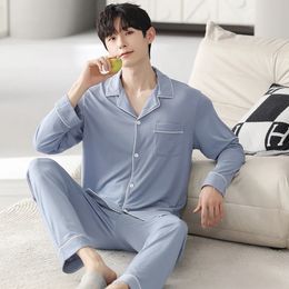Autumn Pajamas Sets Men Long Sleeve Modal Cotton Thin Teenage Boys Large Size Spring Outwear Home Cloth Suit Sleepwear Male 240428