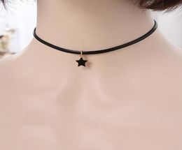 Chokers Simple Star Choker For Women Vintage Punk Neck Jewellery Gothic Short Black Leather Necklace Chocker Collar Party Accessorie7546432