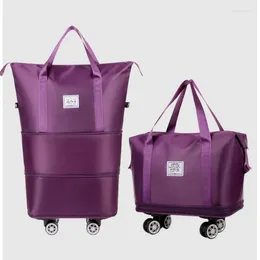 Shopping Bags Expandable Fashion Large Capacity Clothes Travel Trolley Luggage Storage Bag With Waterproof Pulley Portable Collapsible