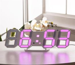 Modern Design 3D LED Wall Clock Digital Alarm Clocks Display Home Living Room Office Table Desk Night317a3894773