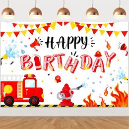 Party Decoration Firetruck Birthday Pography Background Fireman Fire Boy Portrait Decor Backdrop Po Studio Banner Supplies