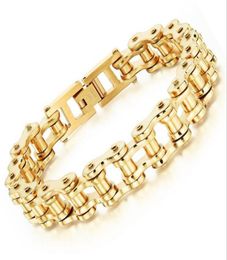 316L Stainless Steel Bracelet Bangle PUNK Biker Bicycle Motorcycle Link Chain Bracelets Gold Black Silver Color Men Classic Style 2268892