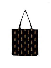 Bag Ladies Large Capacity Foldable Eco Protection Shoulder Black Cartoon Beer Printed Handbag Simple Size Custom Pattern Tote