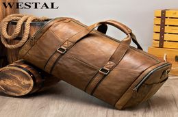 Mens travel bag genuine leather duffle overnight vingate weekend luggage business1326276