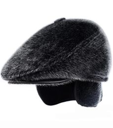 HT1845 Retro Classic Autumn Winter Hat Men Vintage Faux Dad Hat Warm Ear Flap Male Flat Berets Causal Ivy Beret Cap9487453