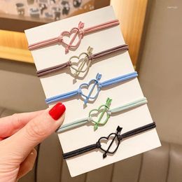 Hair Accessories 5PCS Lovely Sweet Colorful Acrylic Hollow Heart Band Selling High Elastic Protective Rope Baby Girls Rings