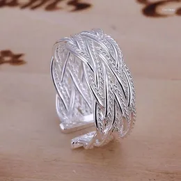 Cluster Rings Pretty For Women S925 Sterling Silver Color Fashion Jewelry Wholesale Charm Christmas Gifts Small Web Opened Ring