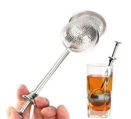 Flexible tea infuser with handle spoon SS304 Ball Philtre Stainless steel strainer SS mesh bag flower stir kitchen tools8975076